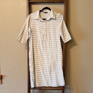 Roolee Grey and White Striped Dress